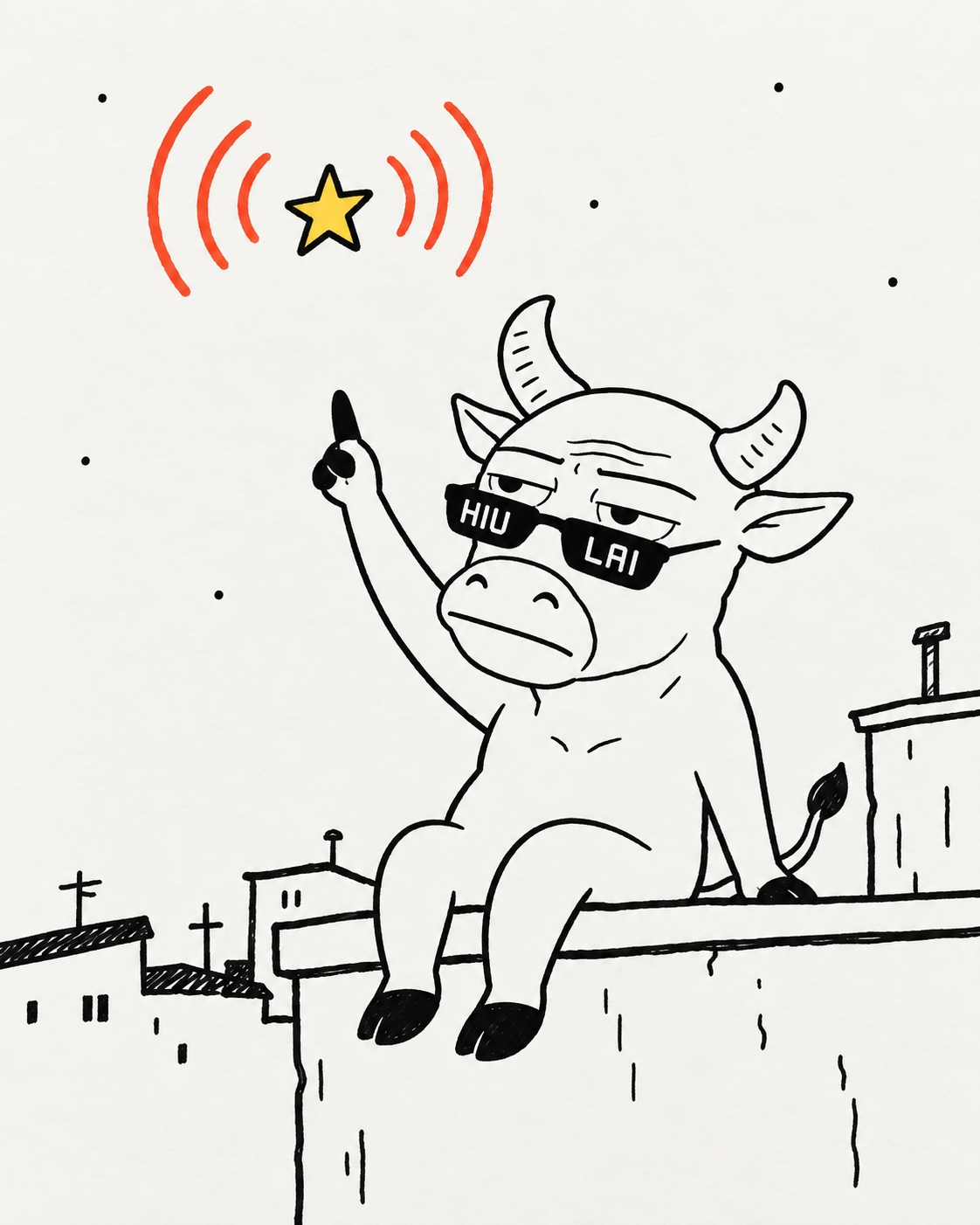 Niu Lai Jak seeing a signal through his dark glasses